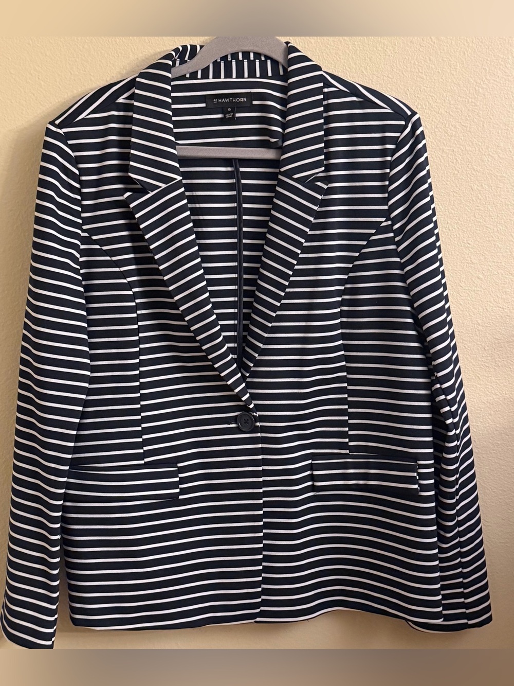 41 Hawthorn Navy & White Striped Single-Button Blazer